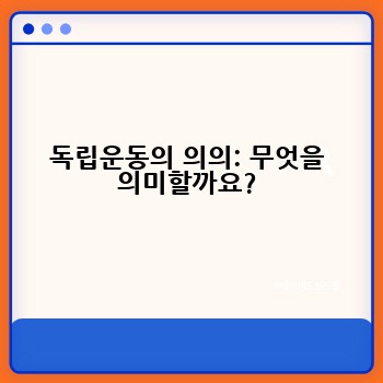 독립운동의 의의: 무엇을 의미할까요?