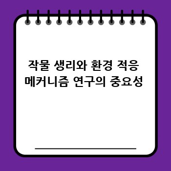 작물 생리와 환경 적응 메커니즘 연구의 중요성