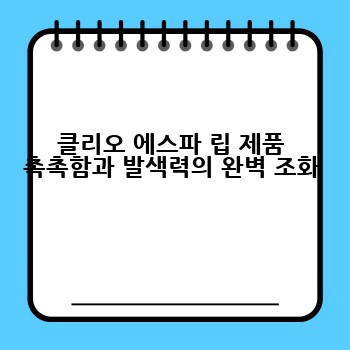 클리오 에스파 립 제품 촉촉함과 발색력의 완벽 조화