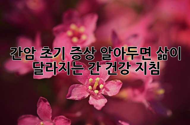 간암 초기 증상: 알아두면 삶이 달라지는 간 건강 지침